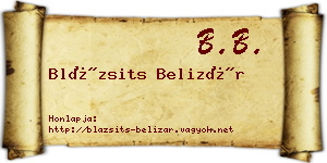 Blázsits Belizár névjegykártya